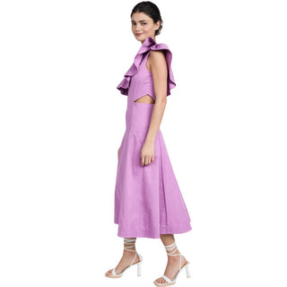 Vestido midi feminino Veronica Beard Orchid Beilla com mangas franzidas 2