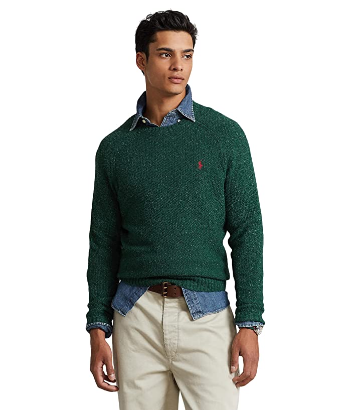 Suéter Ralph Lauren Masculino Donegal Wool Blend Gola Redonda Verde Tamanho P