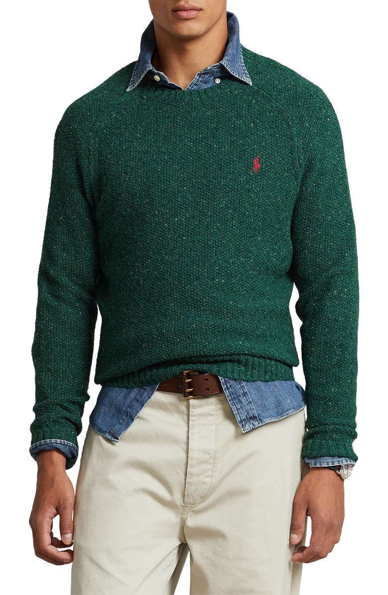 Suéter Ralph Lauren Masculino Donegal Wool Blend Gola Redonda Verde Tamanho X-G