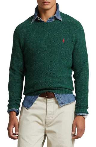 Suéter Ralph Lauren Masculino Donegal Wool Blend Gola Redonda Verde Tamanho X-G