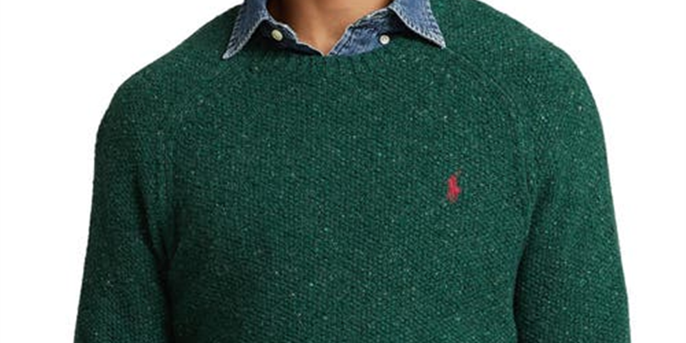 Suéter Ralph Lauren Masculino Donegal Wool Blend Gola Redonda Verde Tamanho X-G