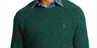 Suéter Ralph Lauren Masculino Donegal Wool Blend Gola Redonda Verde Tamanho X-G