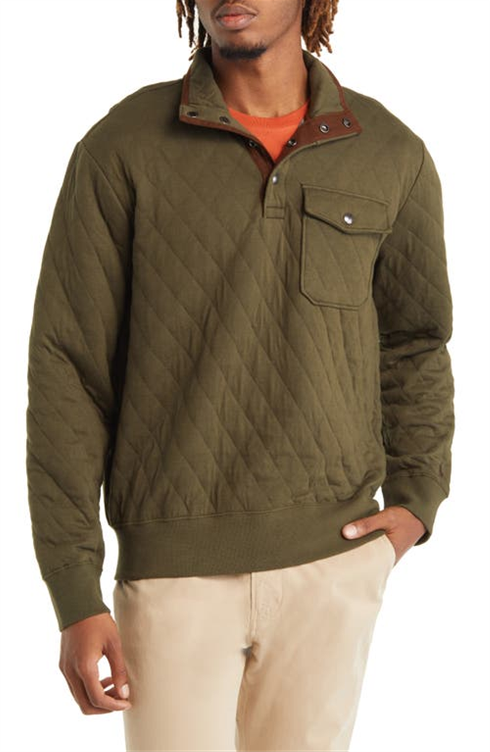 Jaqueta Ralph Lauren Masculina de Malha Dupla Acolchoada em Mistura de Algodão Verde Tamanho XX-G