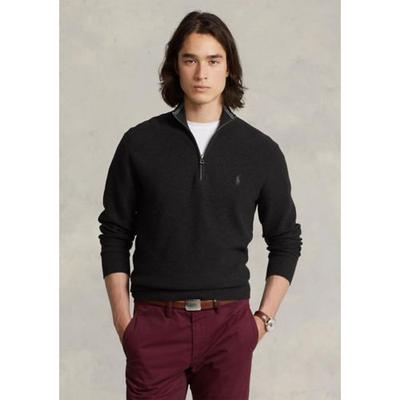 Suéter Ralph Lauren Masculino de Malha de Algodão com Zíper 1/4 Preto Tamanho X-G