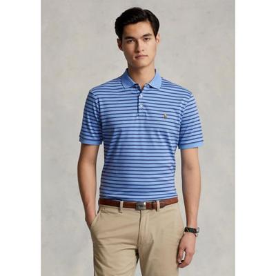 Camisa polo masculina Ralph Lauren Classic Fit listrada de algodão macio, azul, tamanho extragrande