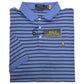 Camisa polo masculina Ralph Lauren Classic Fit listrada de algodão macio, azul, tamanho extragrande