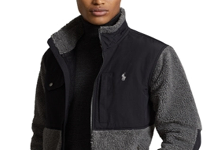 Jaqueta híbrida corta-vento masculina Ralph Lauren, preta, tamanho grande