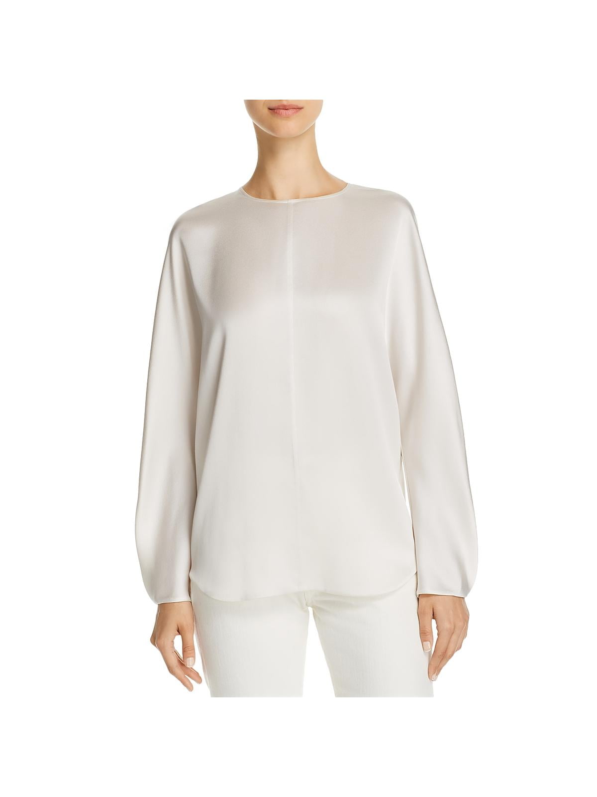 Blusa feminina de seda Vince com costas abertas, tamanho grande - Marfim