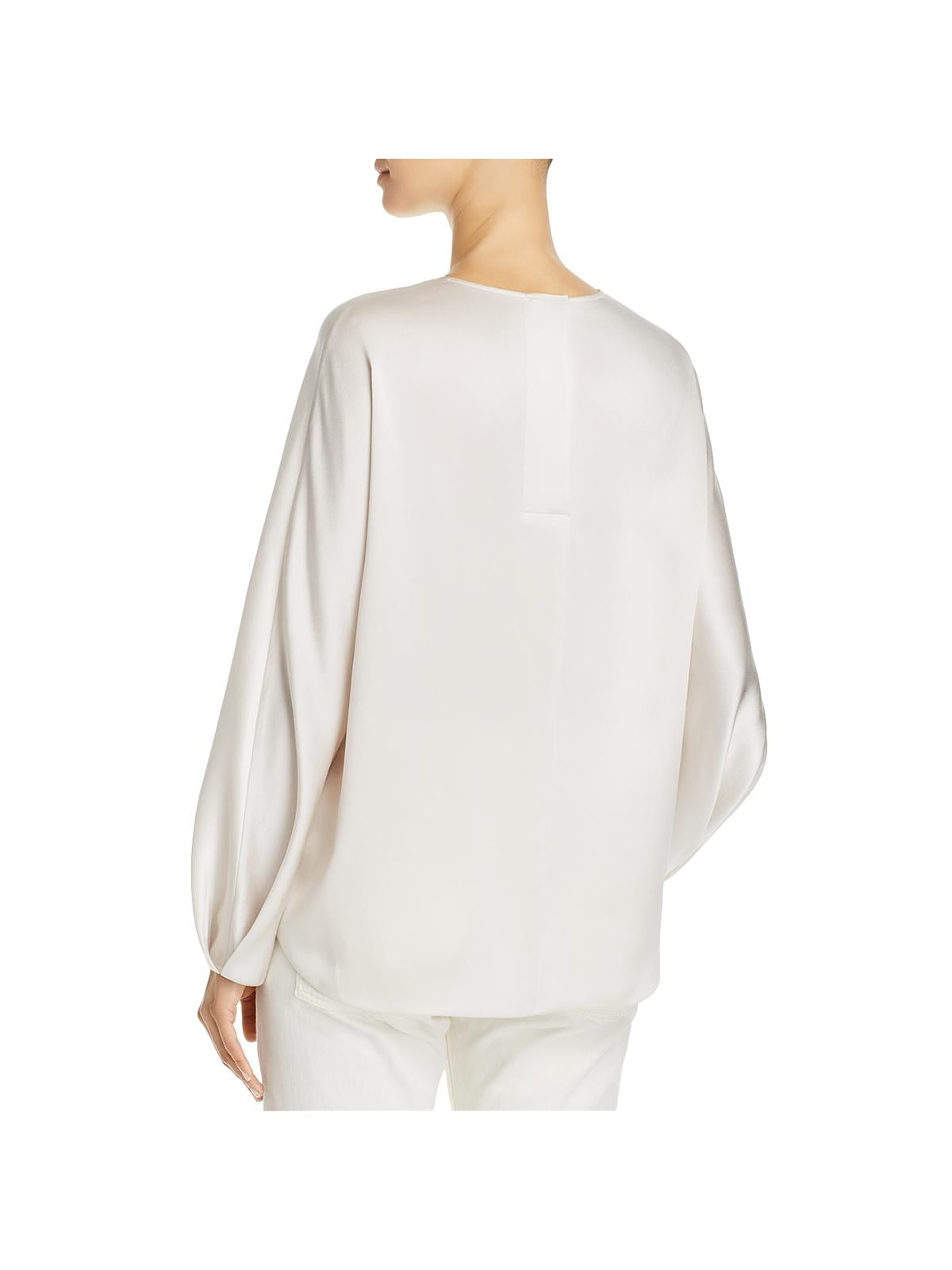 Blusa feminina de seda Vince com costas abertas, tamanho grande - Marfim