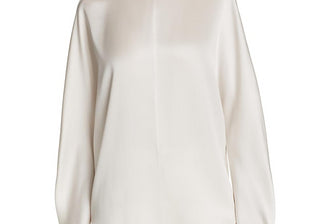 Women's Vince Split Back Silk Blouse, Size Large - Ivory