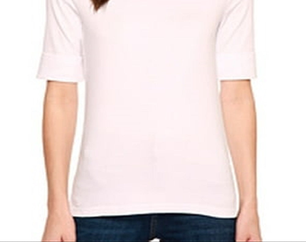 Camiseta Ralph Lauren Feminina Gola Canoa Algodão Elástico Rosa Tamanho Médio