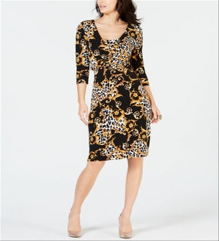 Vestido tubinho estampado feminino Thalia Sodi bege tamanho médio