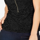 Thalia Sodi Top Feminino de Renda com Zíper Frontal Preto Tamanho X-G