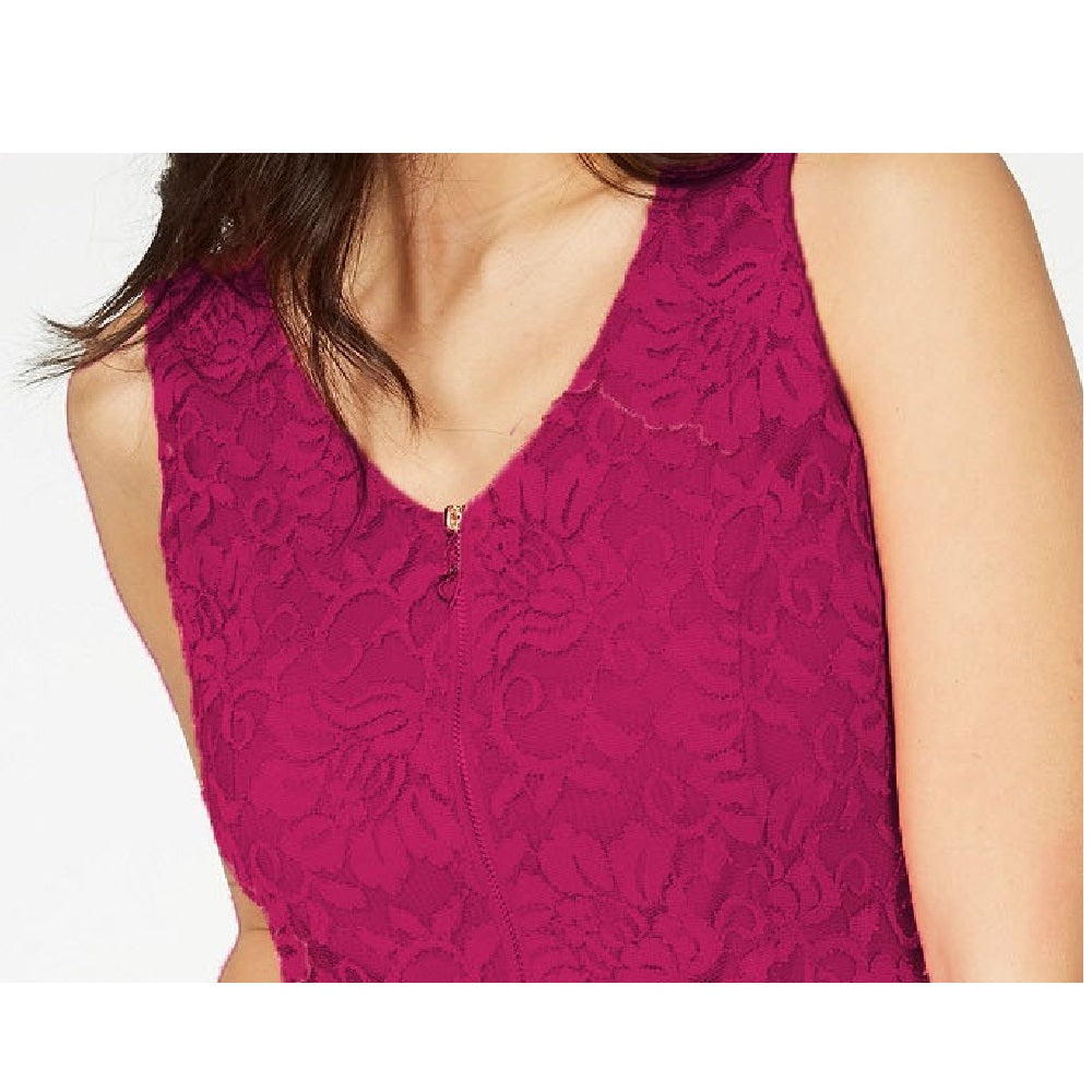 Thalia Sodi Top Feminino de Renda com Zíper Frontal Rosa Tamanho P