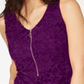 Thalia Sodi Top Feminino de Renda com Zíper Frontal Roxo Tamanho X-G