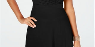 Thalia Sodi Blusa sem mangas com decote sobrepeliz feminina, preta, tamanho médio