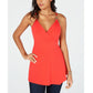Blusa feminina Thalia Sodi com decote sobrepeliz e mangas curtas, laranja