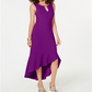 Vestido longo feminino Thalia Sodi com babados e bainha roxa, tamanho grande