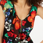 Blusa feminina estampada com babados Thalia Sodi, preta, tamanho grande