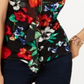 Blusa feminina estampada com babados Thalia Sodi, preta, tamanho grande