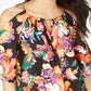 Blusa feminina estampada com decote em corrente Thalia Sodi, preta, tamanho médio