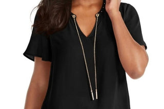 Top feminino Thalia Sodi com acabamento em corrente, tamanho P