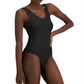 Body feminino com decote em V preto, tamanho médio
