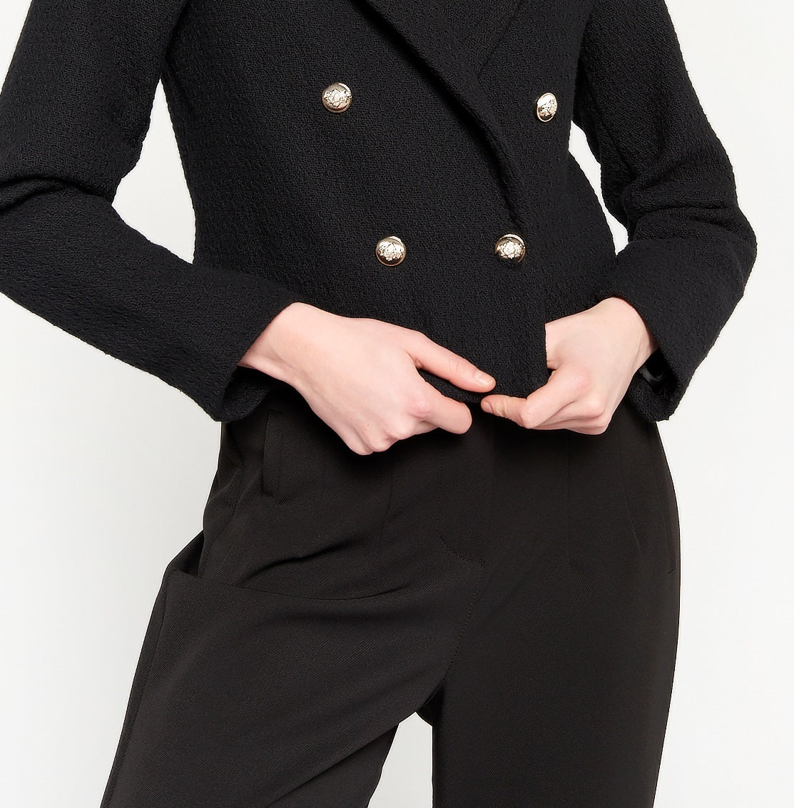 Blazer Cropped de Tweed Feminino Royalty By Maluma Preto Tamanho X-S