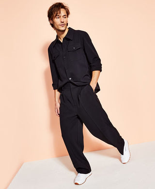 Calças masculinas Royalty By Maluma ligeiramente largas, pretas, tamanho 38