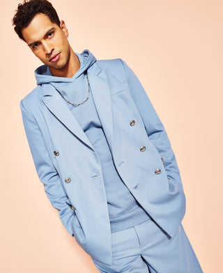 Blazer masculino trespassado azul tamanho médio da Royalty By Maluma