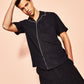 Camisa masculina com botões frontais contrastantes Royalty By Maluma, preta, tamanho 2XL