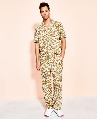 Calça Plissada Animal Print Masculina Royalty By Maluma Marrom Tamanho M