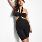 Macacão feminino estilo bandeau, estilo Halter, preto, tamanho 10, da Royalty By Maluma