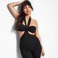 Macacão feminino estilo bandeau, estilo Halter, preto, tamanho 10, da Royalty By Maluma
