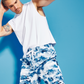 Calça utilitária conversível com estampa de ondas e ajuste relaxado para homens, tamanho G, azul, da Royalty by Maluma