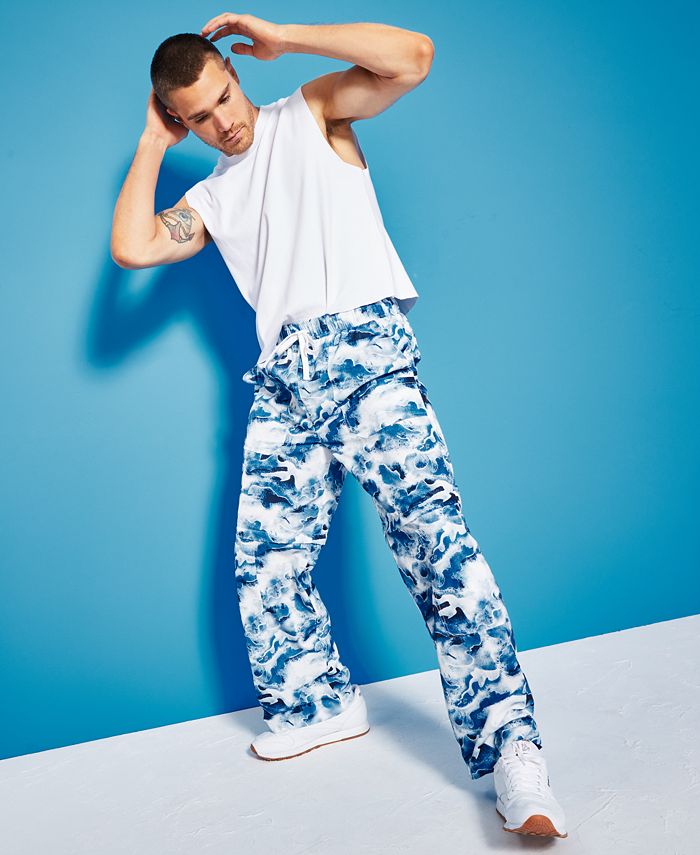 Calça utilitária conversível com estampa de ondas e ajuste relaxado masculina Royalty By Maluma, tamanho X-G