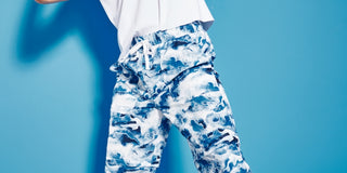 Calça utilitária conversível com estampa de ondas e ajuste relaxado masculina Royalty By Maluma, tamanho X-G