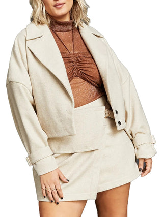Royalty by Maluma Women's Herringbone Moto Jacket White Size Small