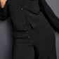 Blazer feminino Royalty By Maluma com frente angular e botão único, preto, tamanho médio