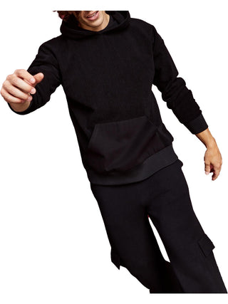 Moletom com capuz masculino Royalty by Maluma Relaxed Fit Mix Media, preto, tamanho XX-G