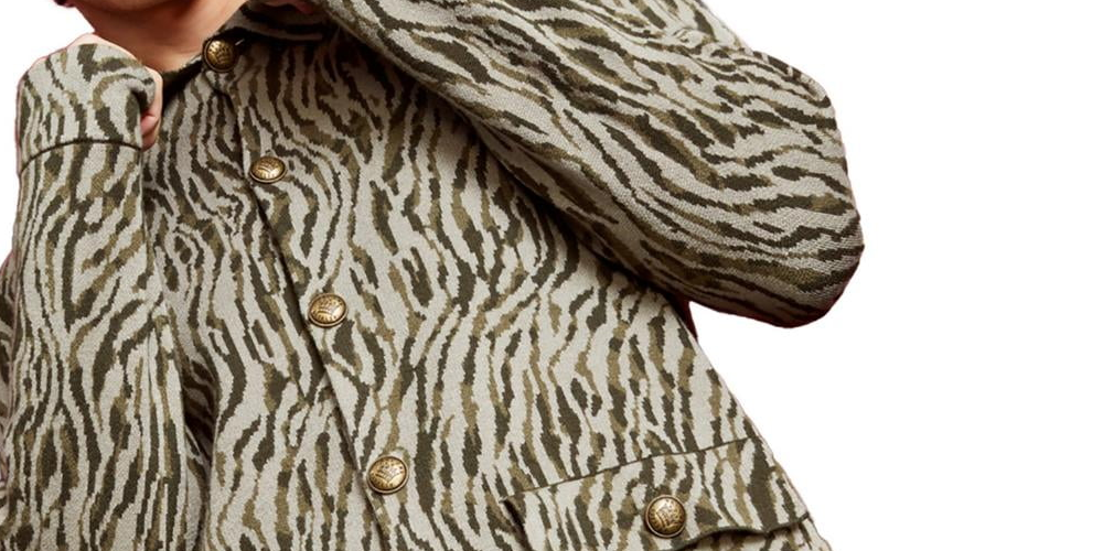 Jaqueta de suéter jacquard relaxada masculina Royalty by Maluma, bege, tamanho extragrande