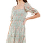 Vestido Trixxi Junior com estampa floral e camadas, verde, tamanho médio