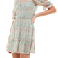 Vestido Trixxi Junior com estampa floral e camadas, verde, tamanho médio