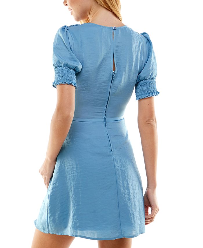 Vestido Trixxi Junior com manga franzida azul tamanho médio