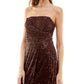 Vestido justo sem mangas com lantejoulas Trixxi Junior, marrom, tamanho X-S