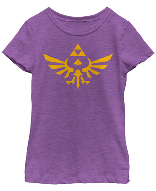 Camiseta gráfica Nintendo Girl's Legend of Zelda Triforce roxa, tamanho médio