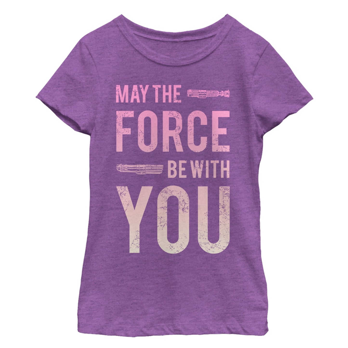Camiseta estampada com sabre de luz Star Wars Girl's May the Force Be With You, roxa, tamanho extragrande