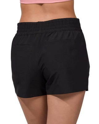 Shorts femininos pretos de tecido 90 graus, tamanho grande