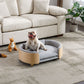 Scandinavian Style Elevated Dog Bed Pet Sofa Velvet Cushion Mid Size Light Grey
