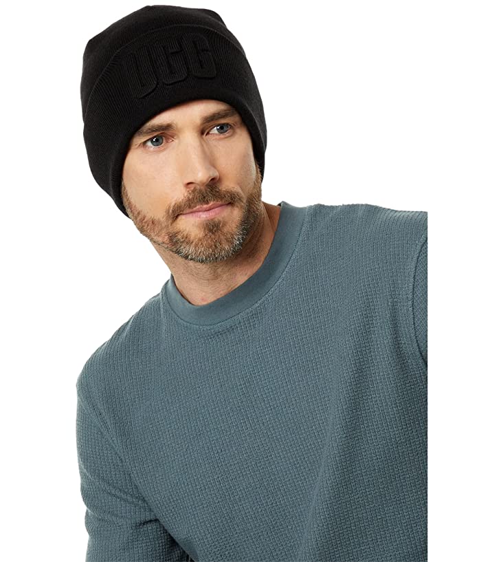 Gorro UGG Masculino com Logo 3D Preto Tamanho Regular